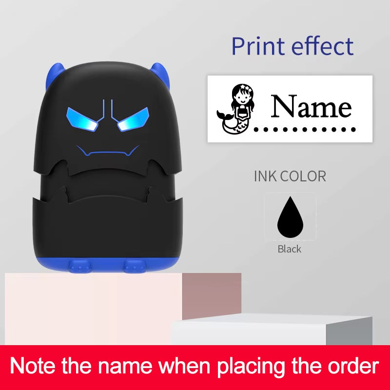 Custom Cartoon Baby Name Stamp Kit - Reusable for Cotton/Modal Clothes & School Bags, Non-Toxic Waterproof Ink Seal